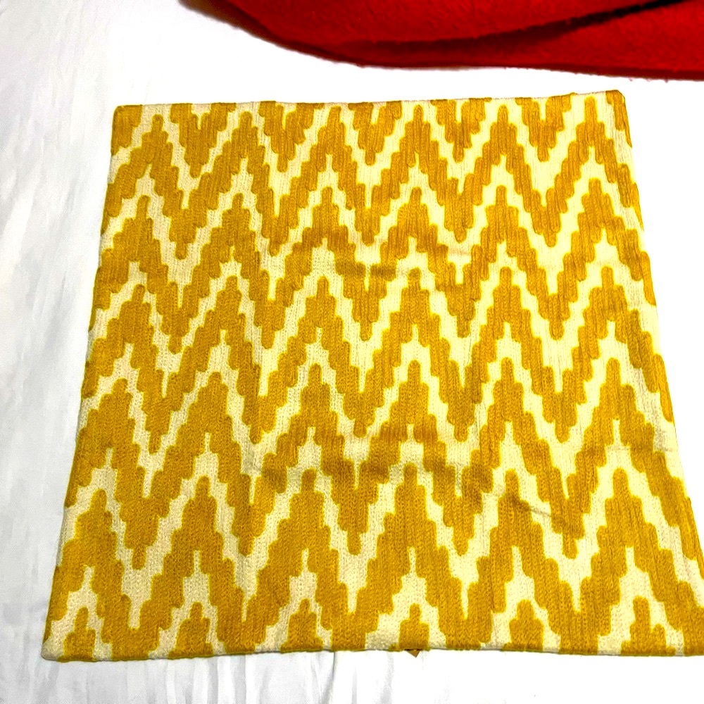 New West Elm Chevron Crewel Embroidered Pillow Cover, Button Closure, 20”#2